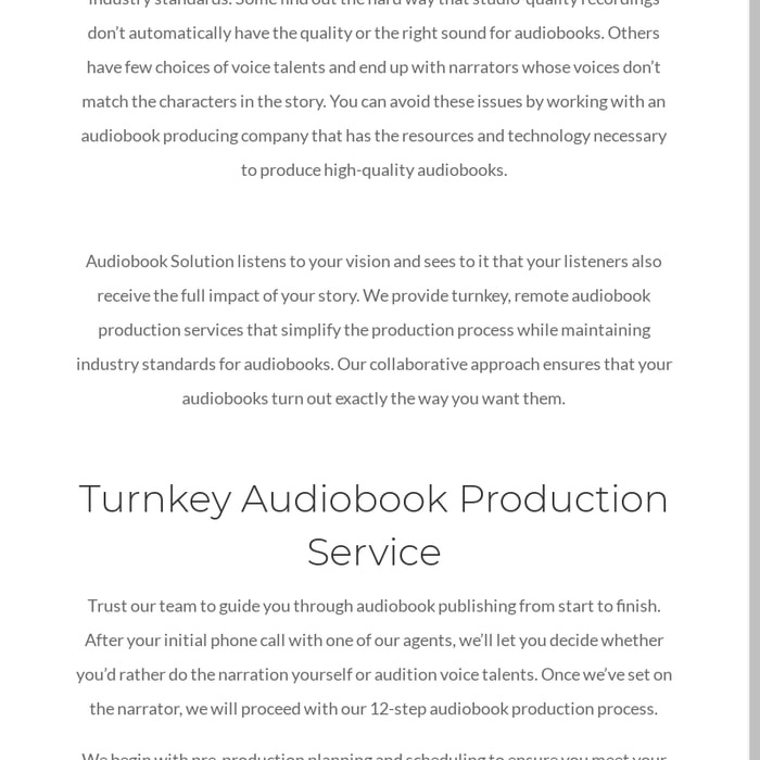 Turnkey Audiobook Production and Publishing
