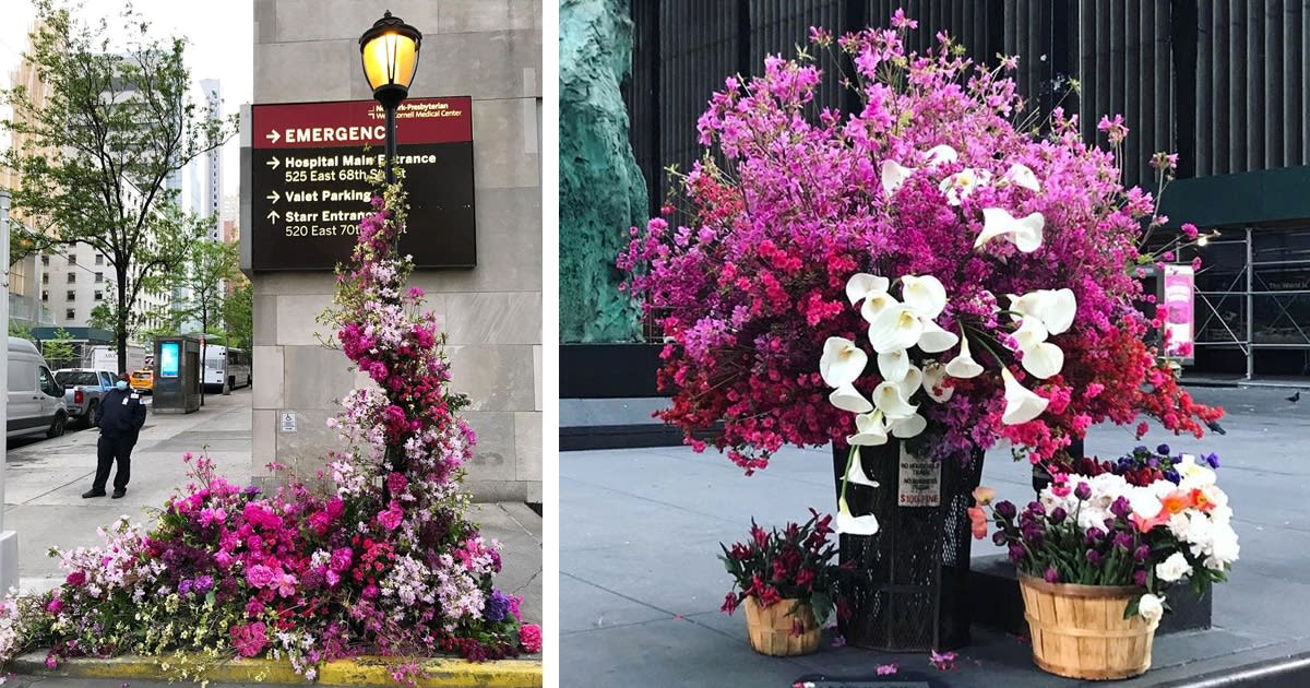 Massive Flower Arrangements Appear on NYC Streets in Support of COVID-19 Healthcare Workers