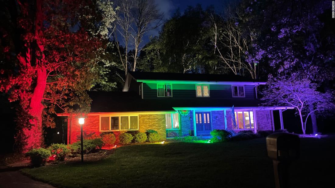 A Wisconsin couple couldn't fly their Pride flag, so they lit up their home like a rainbow