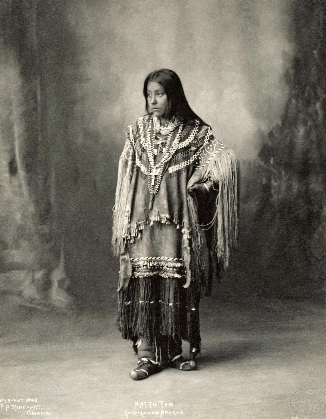 Hattie Tom, Chiricahua Apache, 19th century photograph. Photographer Frank Rinehart.