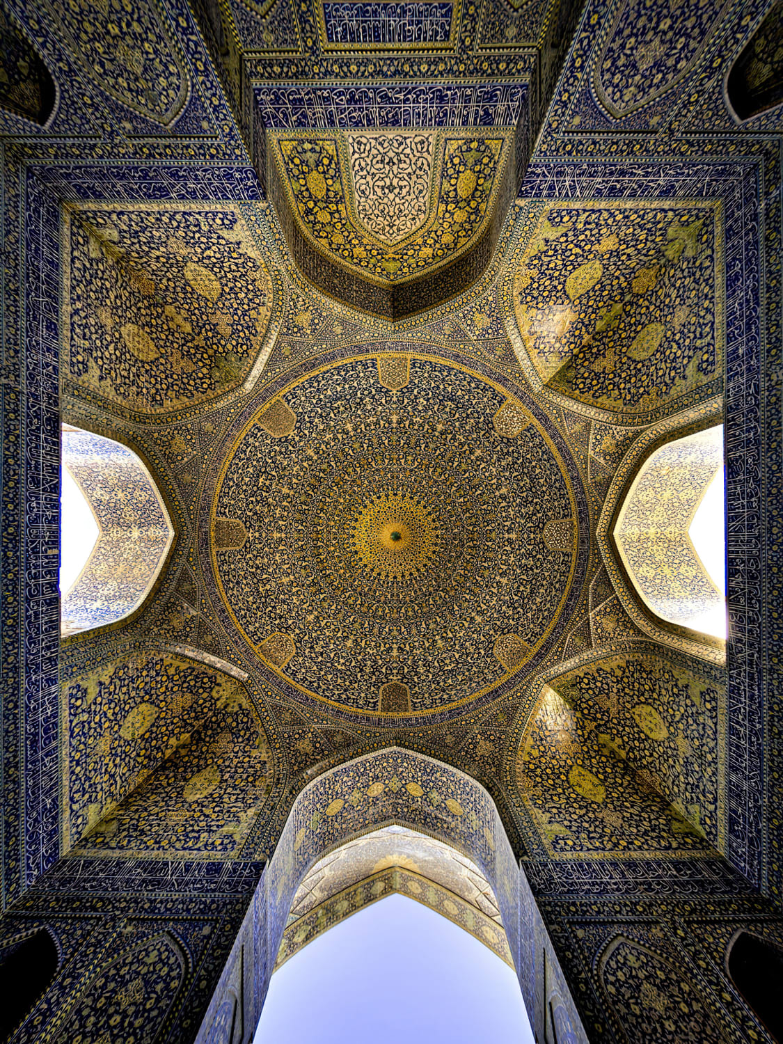The ceiling of the Shah mosque in Isfahan, Iran.