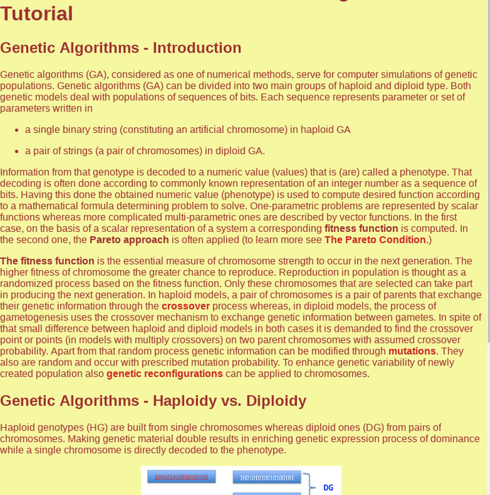 Mathematical Software - Genetic Algorithms - Tutorial
