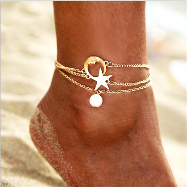 Women Fashion Star&Moon Anklets
