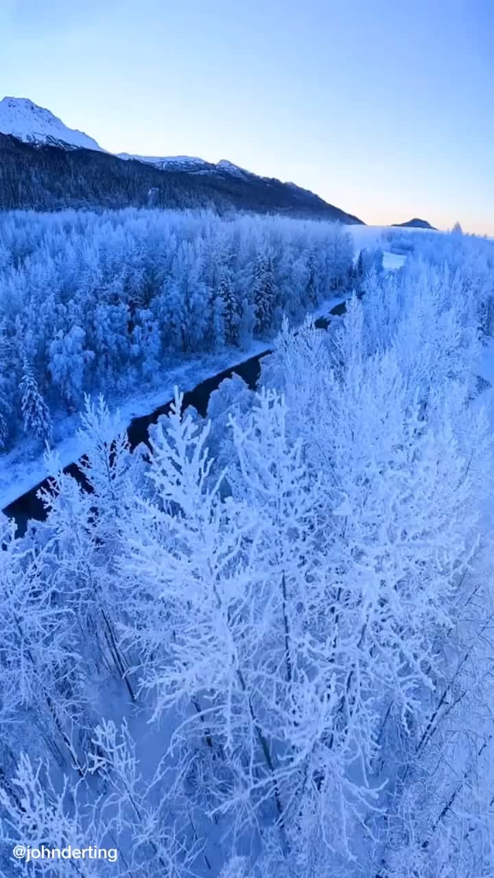 Mesmerizing snow river in Alaska