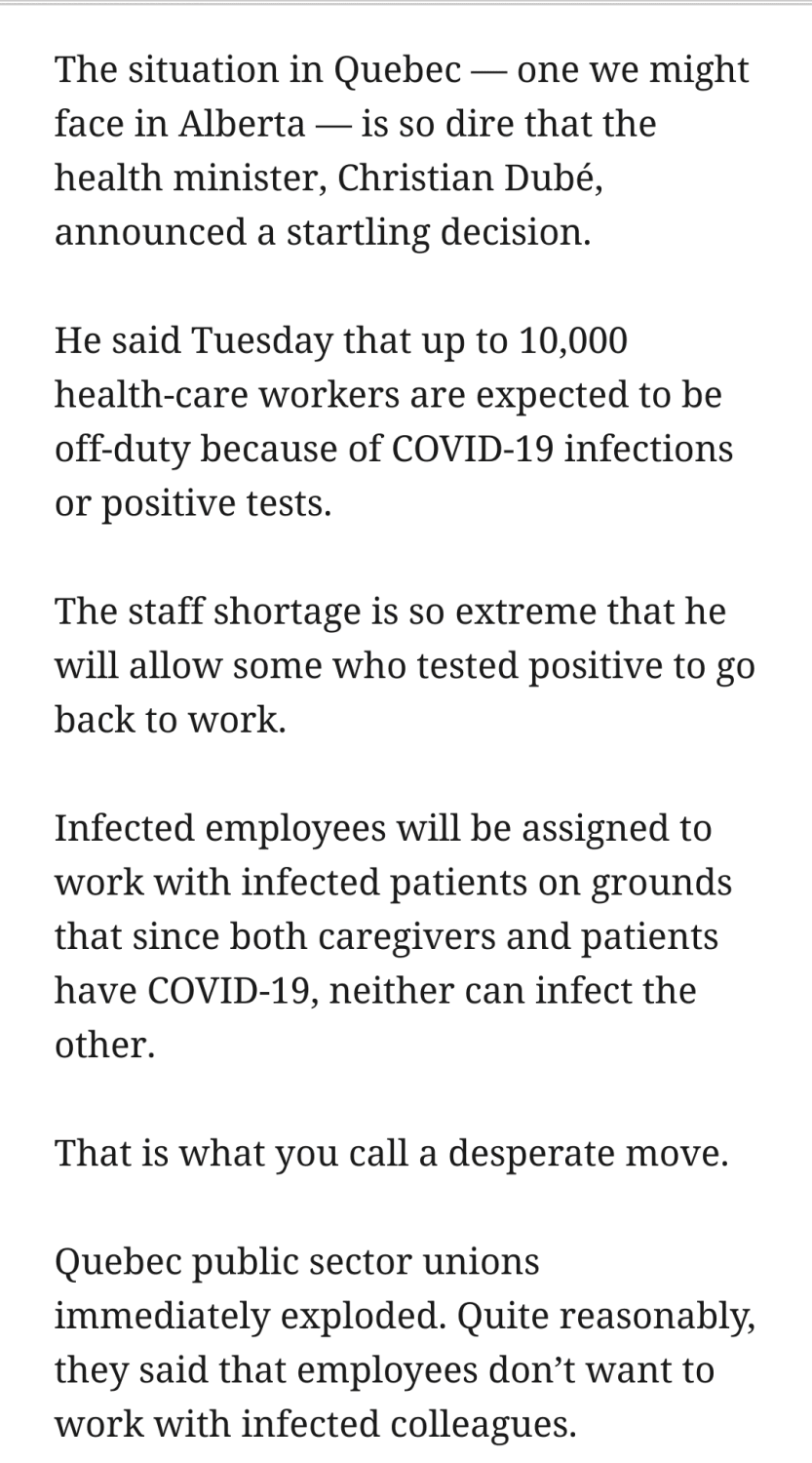 "You've got Omicron so it won't matter if you assist the infected." - Canadian Government to Healthcare Workers