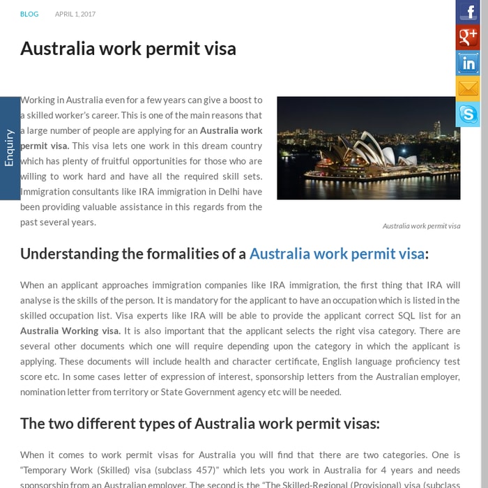 Australia Work Permit Visa Process