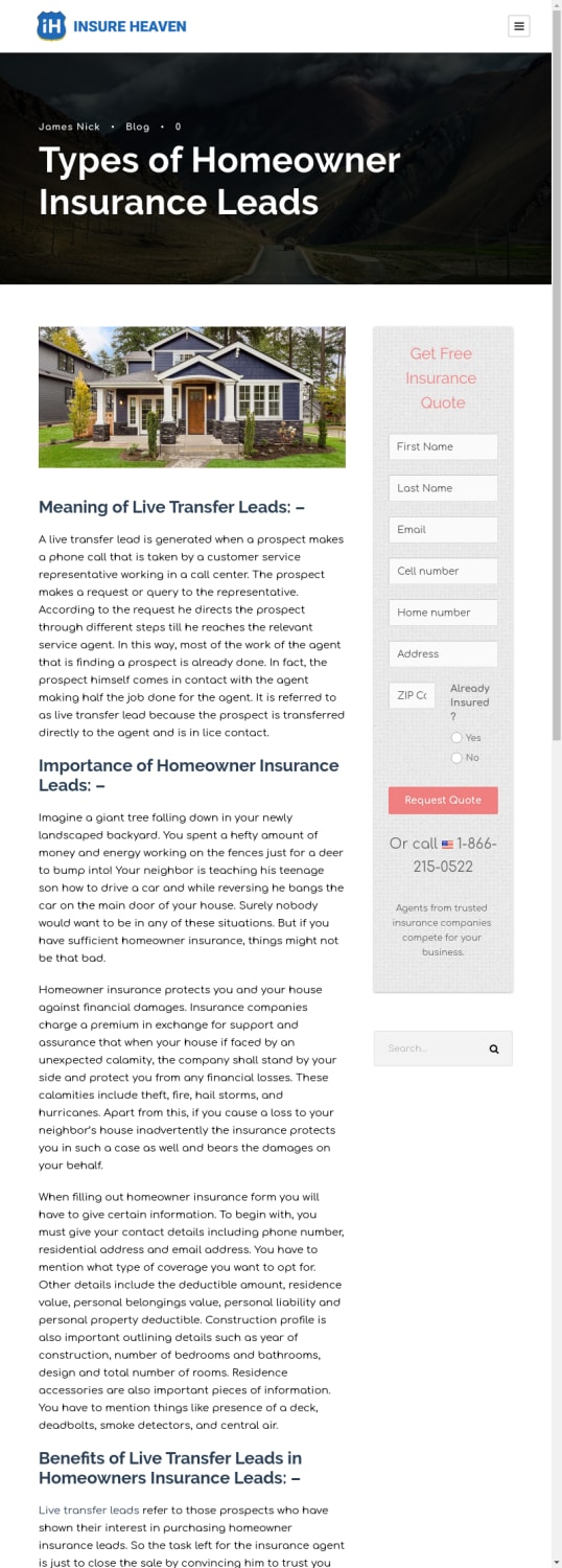 Types of Homeowner Insurance Leads