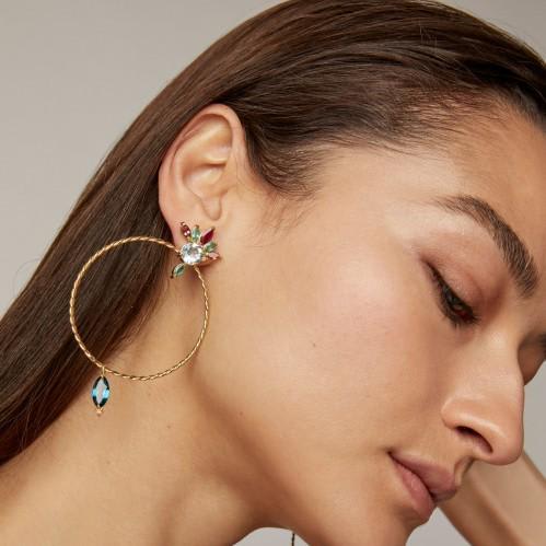 Carolina Neves 18K Gold Multi-Stone Hoop Earrings