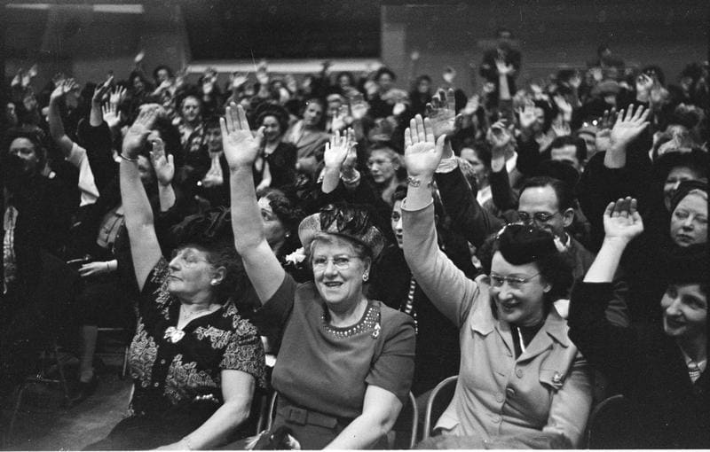 Who's ready for the weekend? 🙋‍♀️ 🙋‍♂️ allInNYC . . . 📸 Stanley Kubrick, Radio Grand Slam Show [Audience at a recording of "Grand Slam".] 1949 Used with permission of ©SK Film Archives/Museum of the City of New York X2011.4.12154.22C