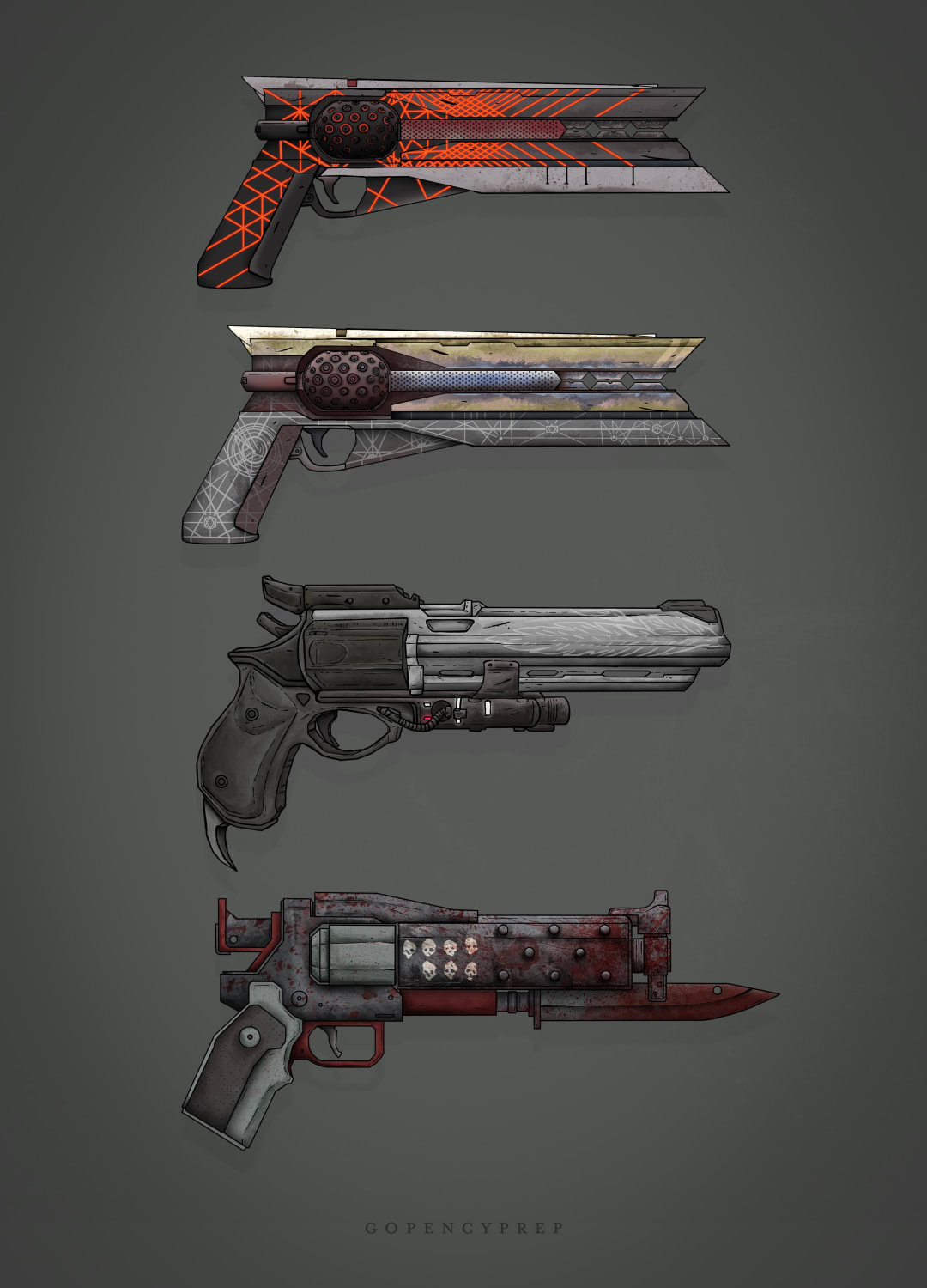 I've been drawing handcannons lately - here's a few:
