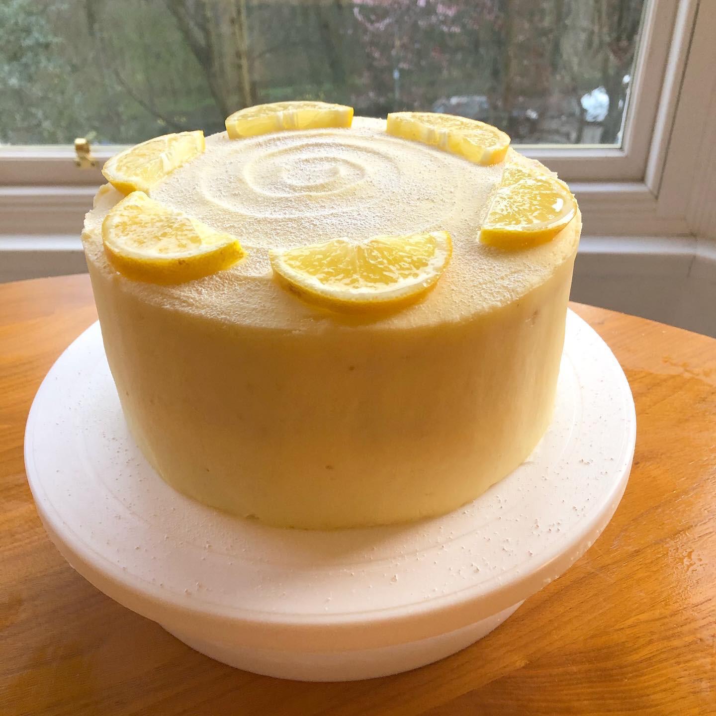 [Homemade] lemon cake with passionfruit and lemon curd and shortbread bases to each sponge.