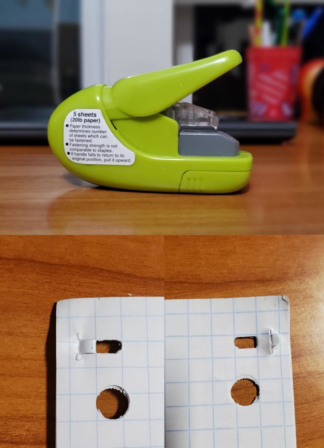 A stapler that doesn’t use staples, super environmentally friendly
