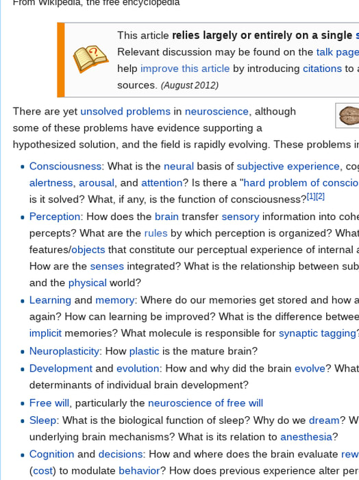 List of unsolved problems in neuroscience