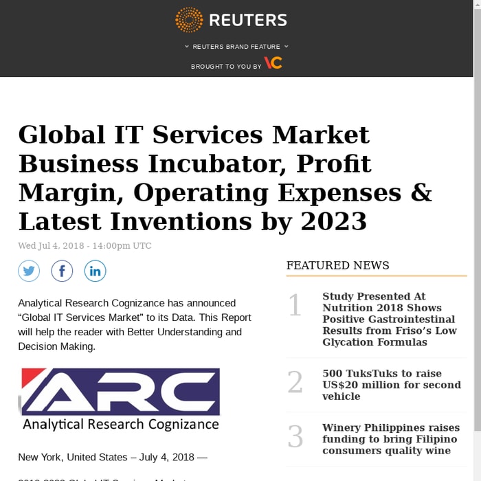 Global IT Services Market Business Incubator, Profit Margin, Operating Expenses