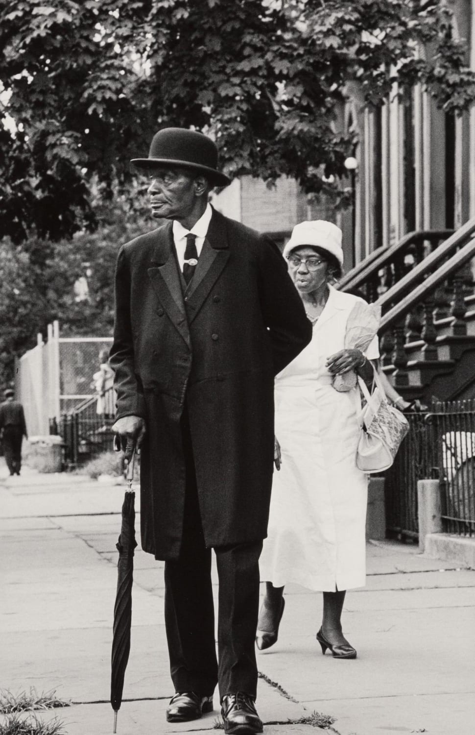 Distinguished couple on the way to church, Brooklyn, New York, 1963.