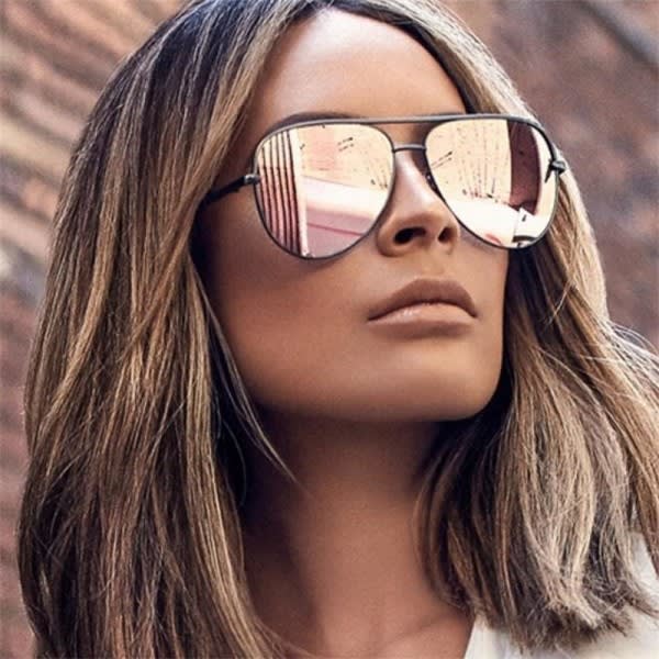 Buy Gun Pink Sunglasses For Women Pilot Aviator Eyeglasses Top Fashion Silver Metal Women Sunglasses For Ladies