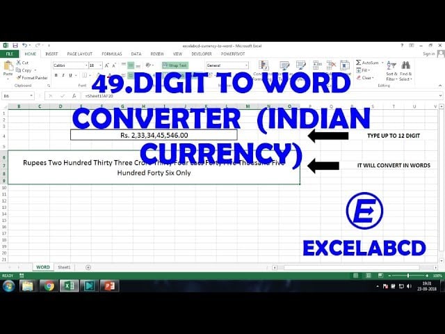 Currency to word converter in excel