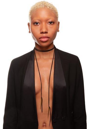Leather Lariat with Telson Drops in Brass by Killer Collection