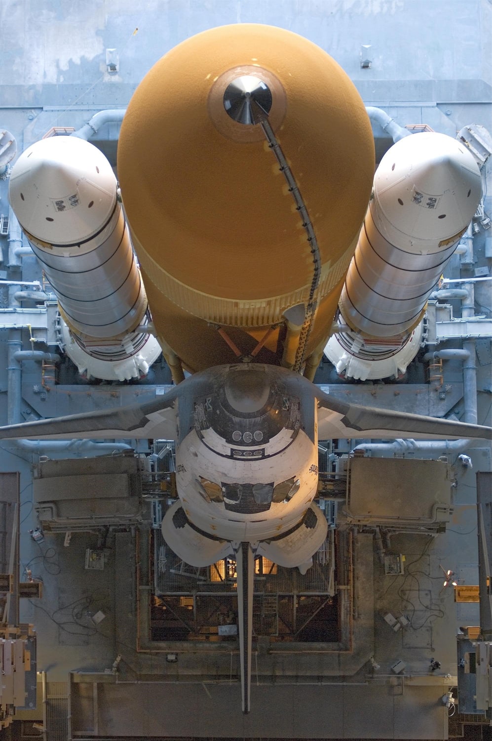 NASA's Space Shuttle Atlantis (STS-117) "rolls back into high bay 1 of the Vehicle Assembly Building from Launch Pad 39A" in 2007 at the NASA John F. Kennedy Space Center in Florida, United States of America. Photographer: Jeff Wolfe, National Aeronautics and Space Administration (NASA)