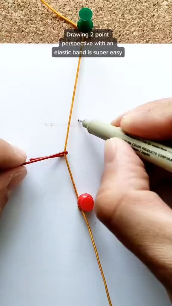 Drawing 2 point perspective with an elastic band