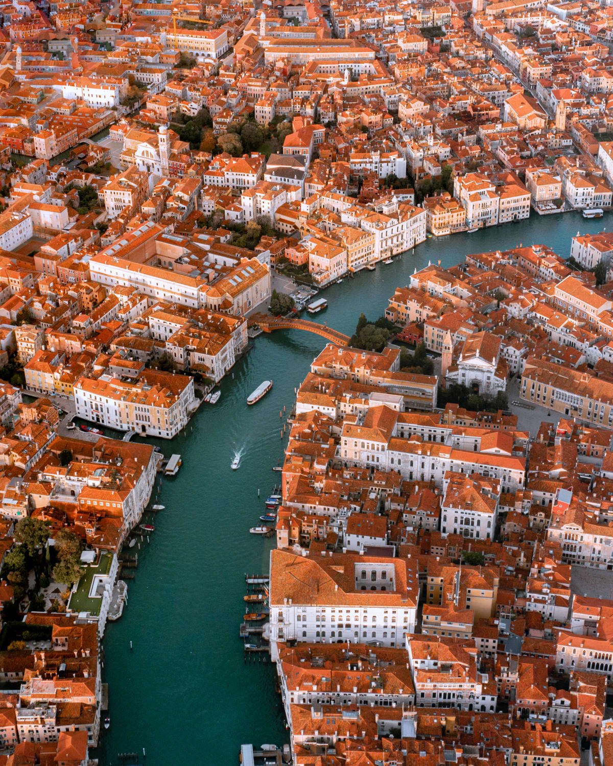 An aerial view of Venice, Italy