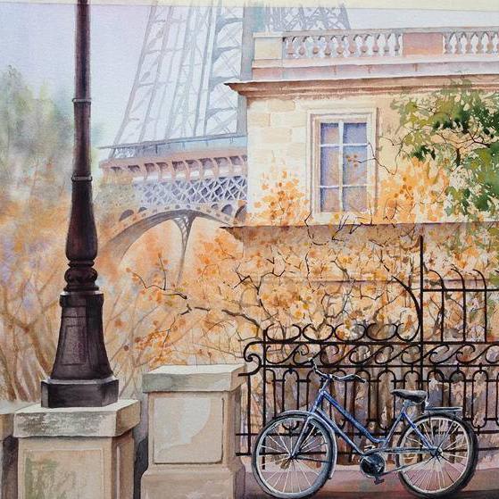 Paris By Igor Dubovoy, Watercolor Painting