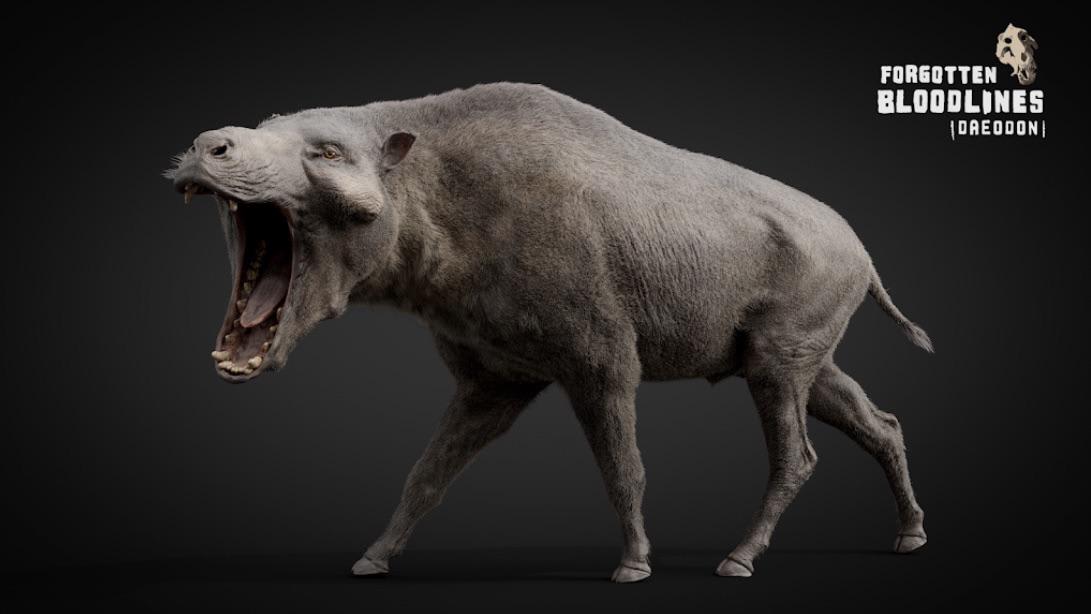This bizarre creature is a Daeodon, a distant relative of hoofed