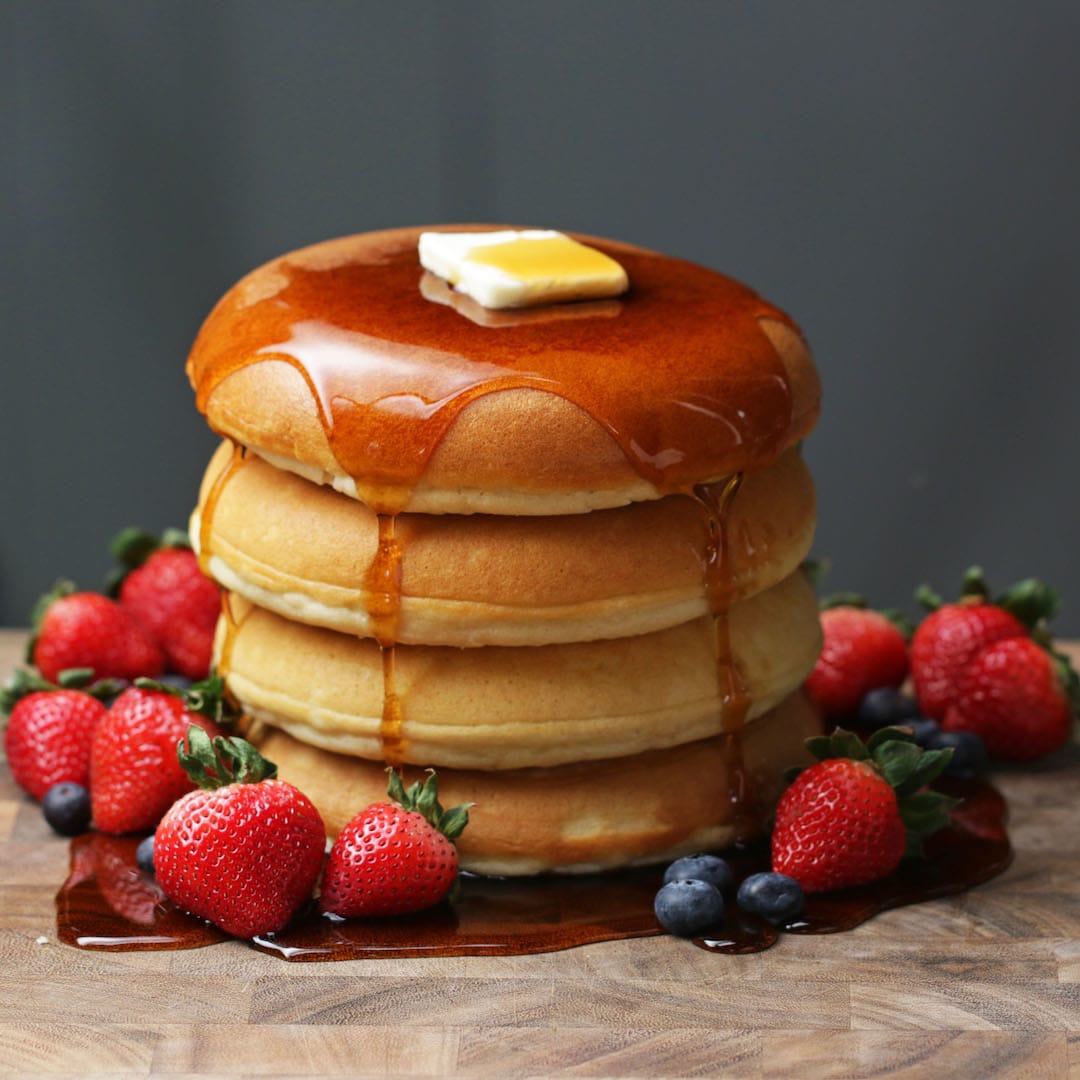 Perfect Fluffy Pancake doused in sweet syrup! 🤩 Shop the recipe!