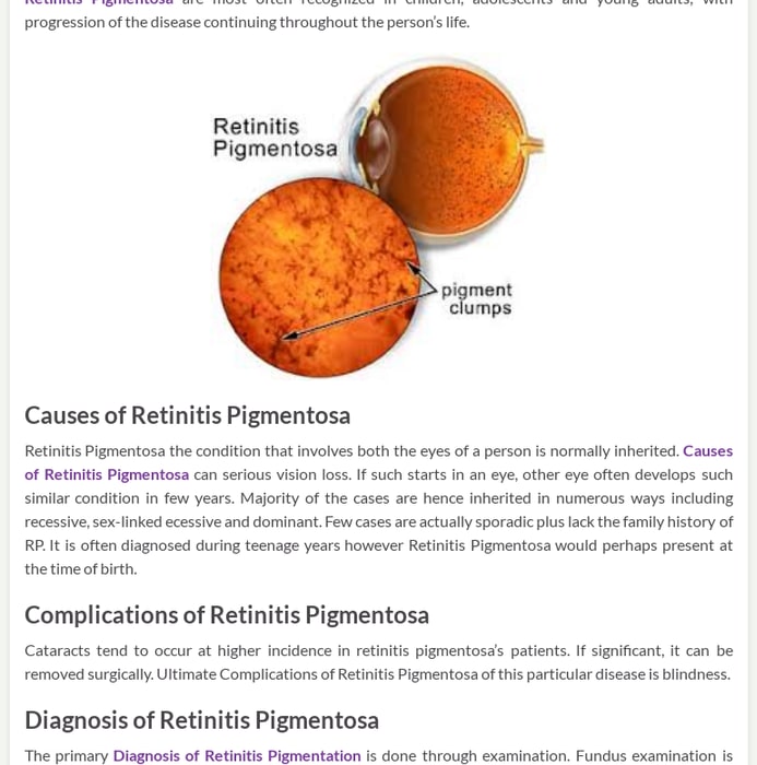 Retinitis Pigmentosa - Pregressive Retinal Dystrophies Or Degeneration - Herbs Solutions By Nature