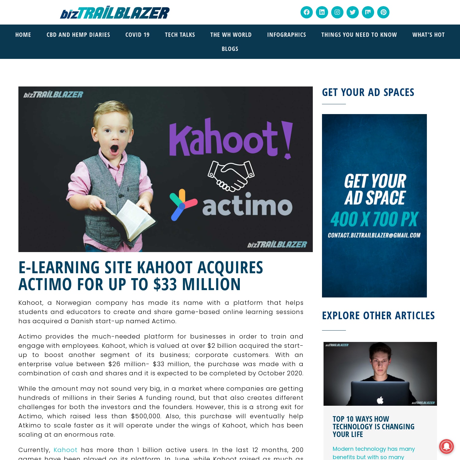 e-learning Site Kahoot Acquires Actimo for up to $33 million