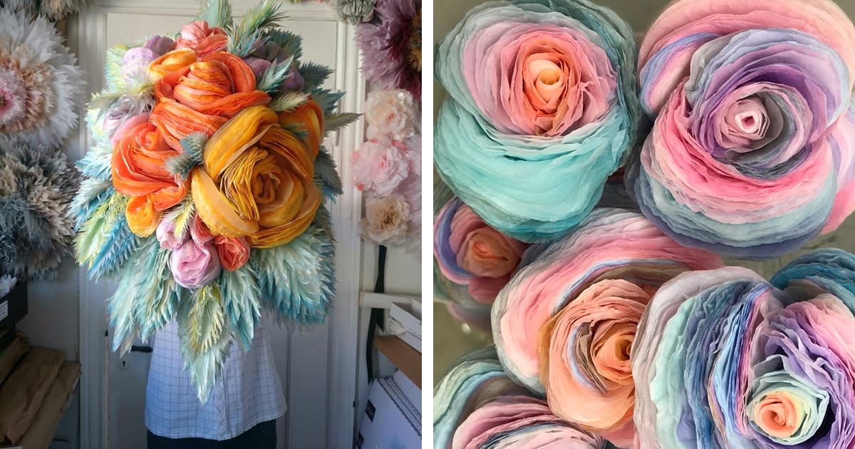 Artist Crafts Oversized Tissue Paper Flowers That Belong in a Candy-Colored Dreamscape