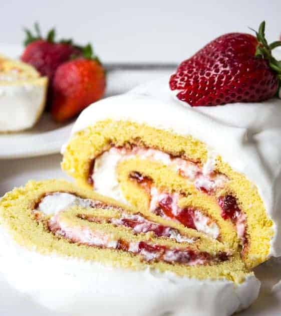 Strawberry Swiss Roll Cake