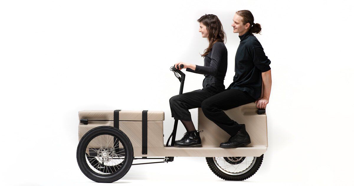 ZUV is an electric tricycle with a 3D printed chassis made from recycled plastic