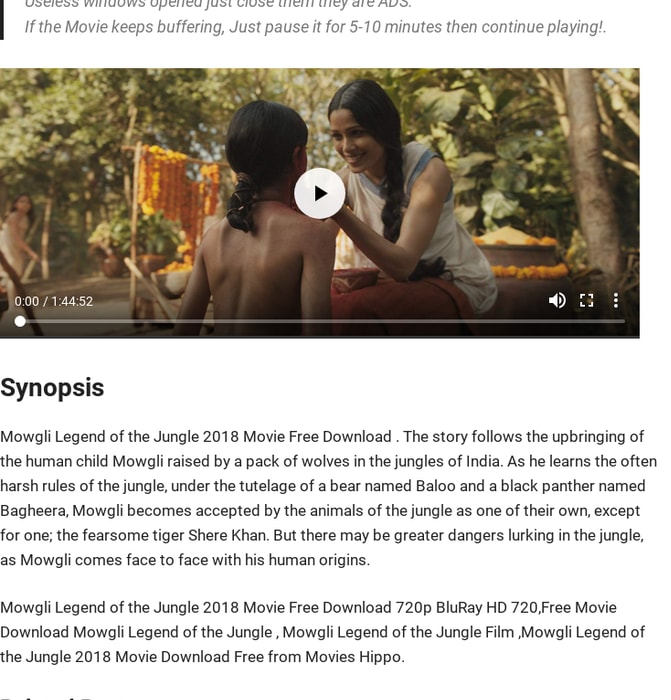 Mowgli Legend of the Jungle 2018 Movie Free Download 720p BluRay