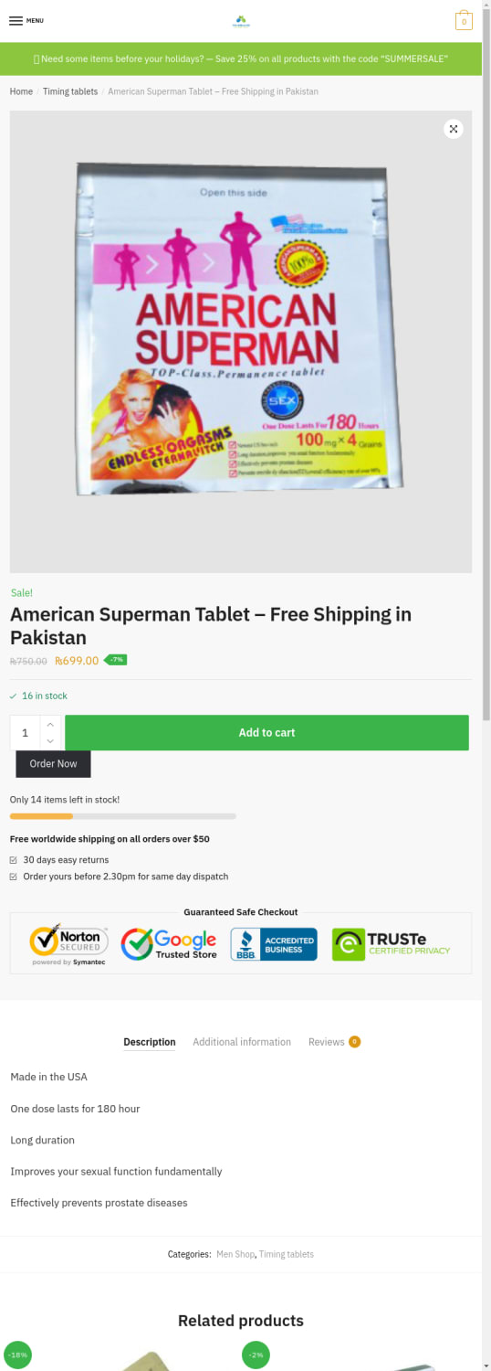 American Superman Tablet - Free Shipping in Pakistan