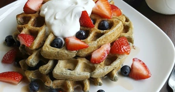 Red, White and Blueberry Sourdough Waffles