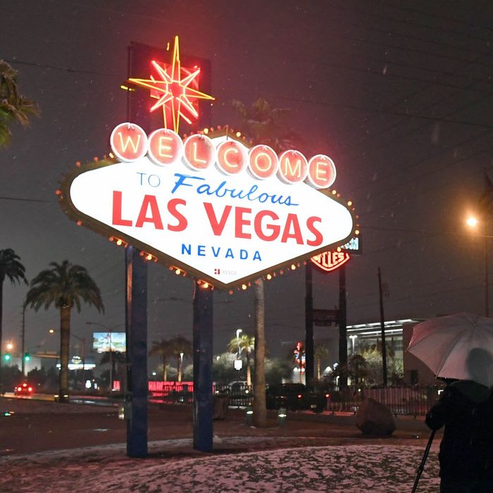 Snow falls on the Las Vegas Strip. See it in pictures