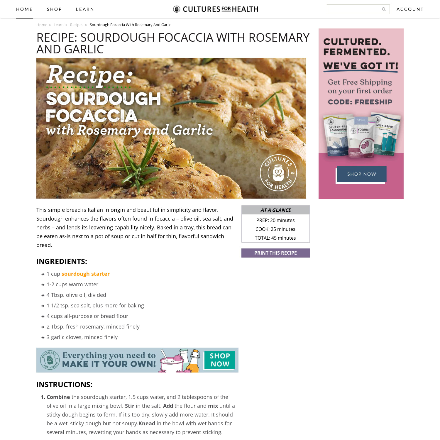 Sourdough Focaccia With Rosemary And Garlic Recipe