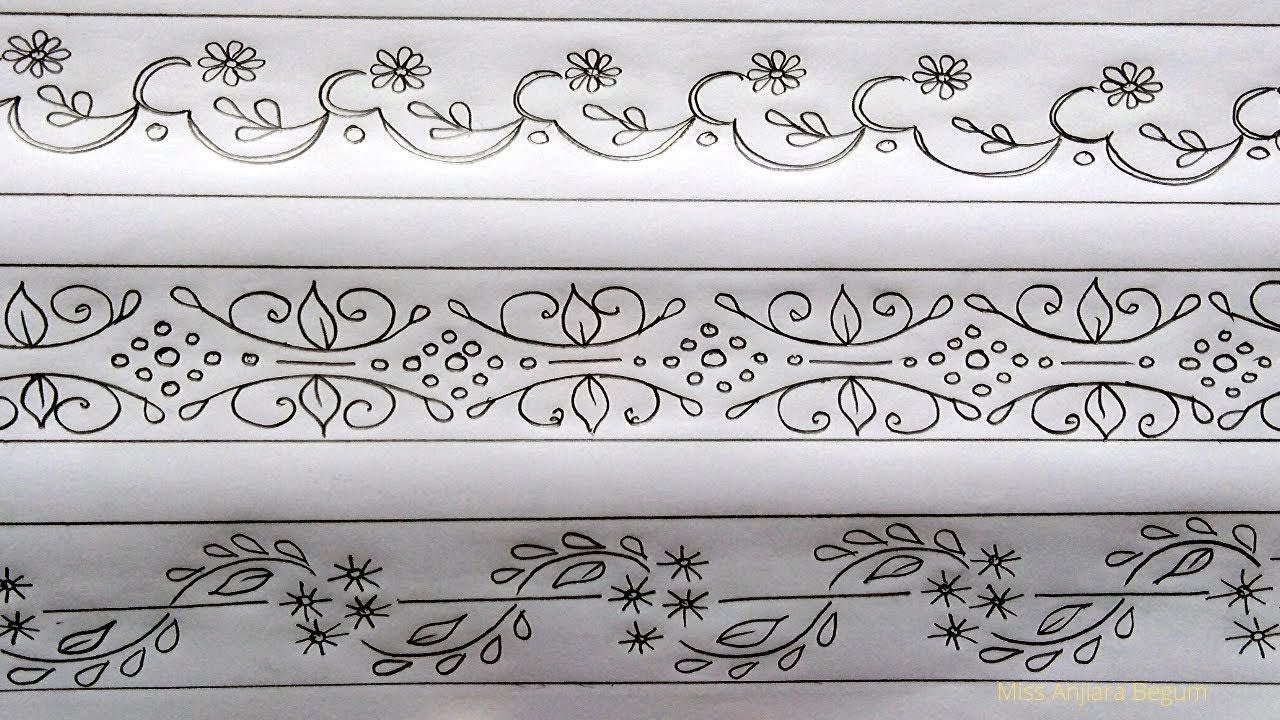 18 Hemline/Border Hand Drawing Designs for table cloth,Sofa cover,Bed sheet,blouse,#stayhome