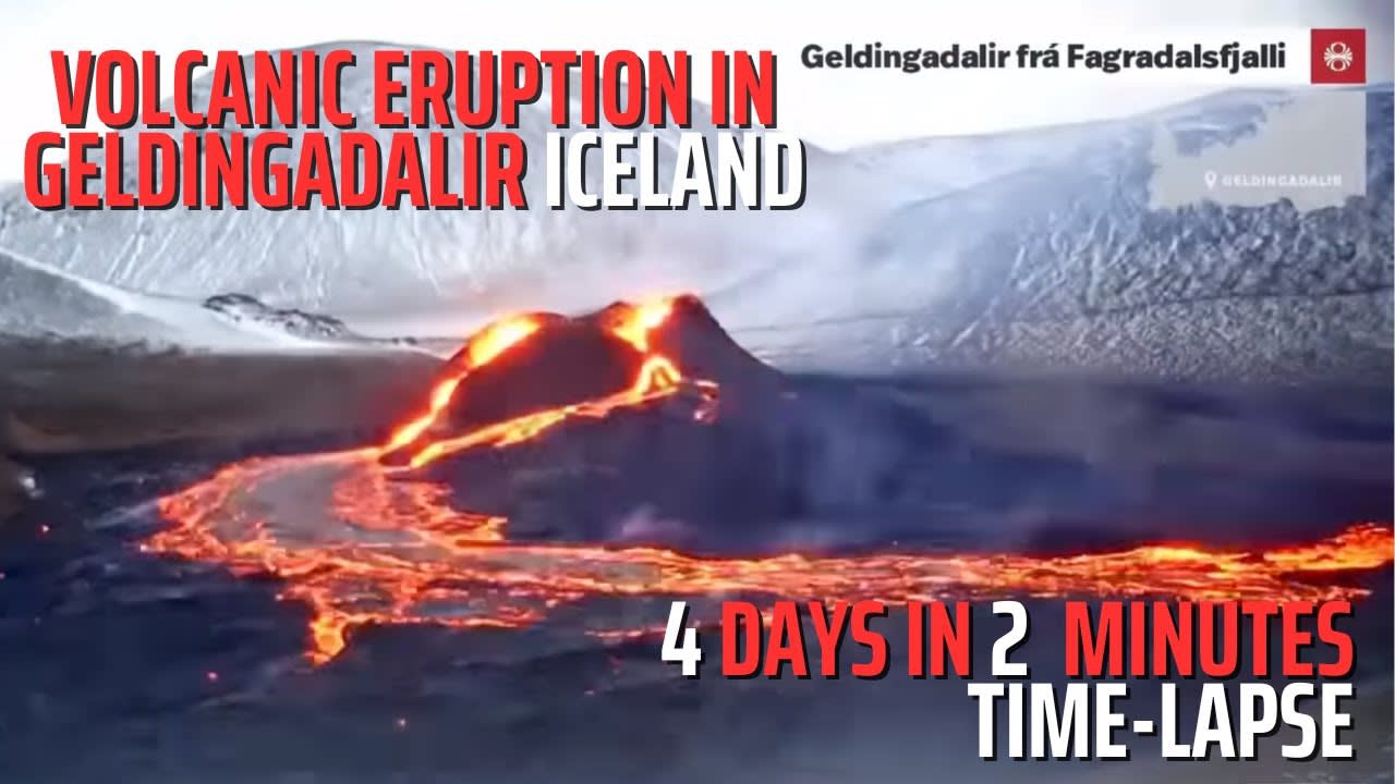 Time-lapse video of new earth being formed on the Reykjanes peninsula in Iceland