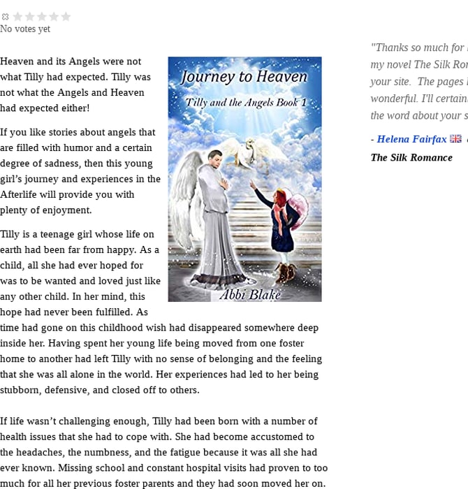 Journey to Heaven (book) by Abbi Blake - Tilly and the Angels Book 1