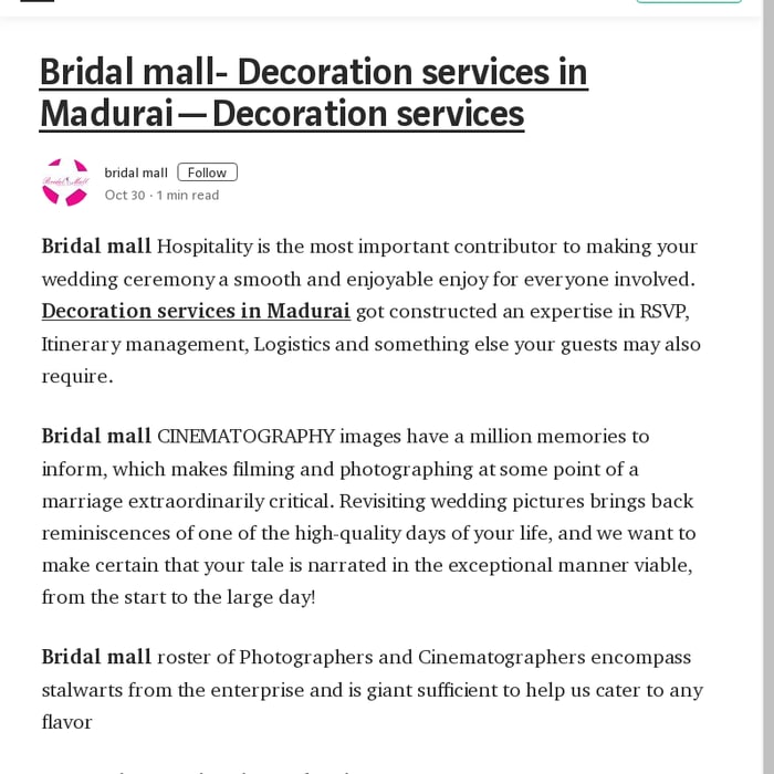 Bridal mall- Decoration services in Madurai — Decoration services
