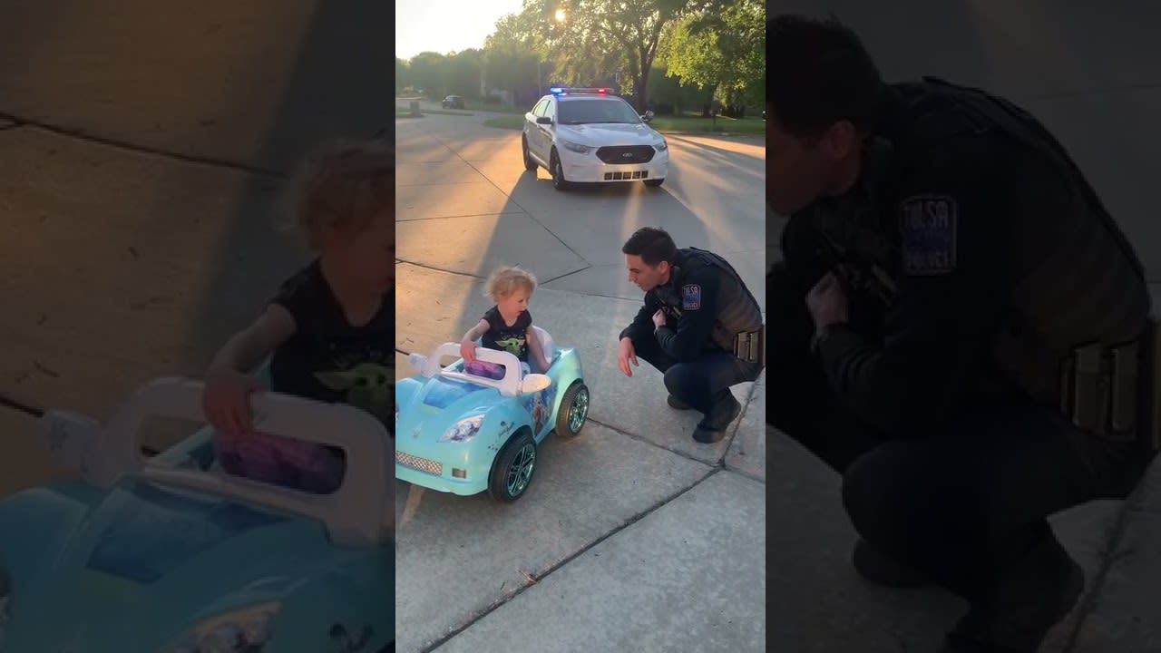 Neighbourhood Police Officer Jokingly Pulls Over Toddler While She Drives Toy Car - 1197095