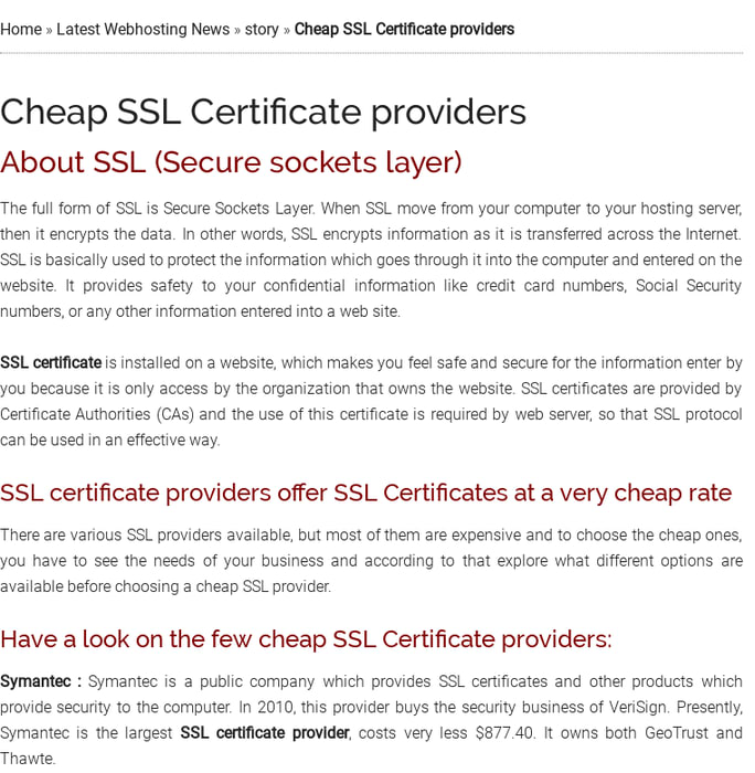 Cheap SSL Certificate providers