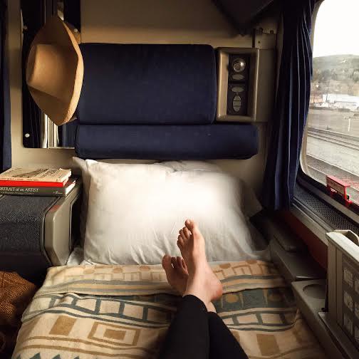 The Amtrak Roomette train sleeping cabin