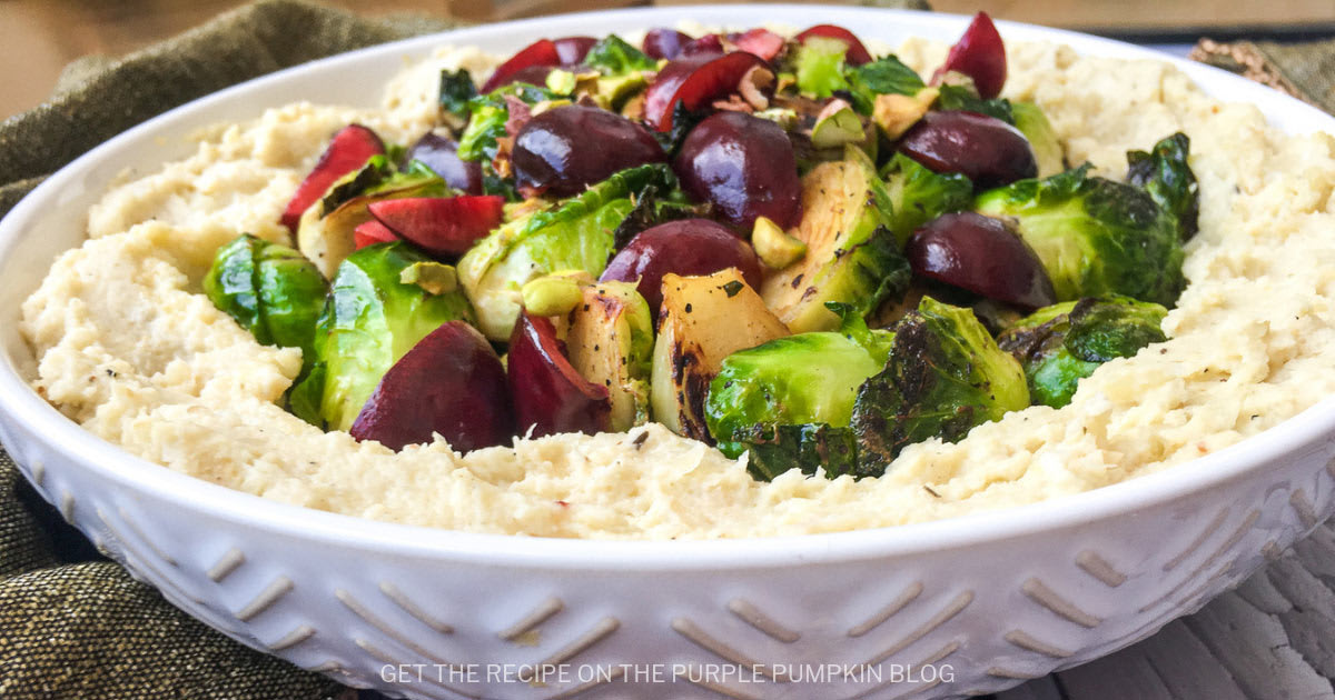 Roasted Apple Cauliflower Mash with Crispy Brussels Sprouts