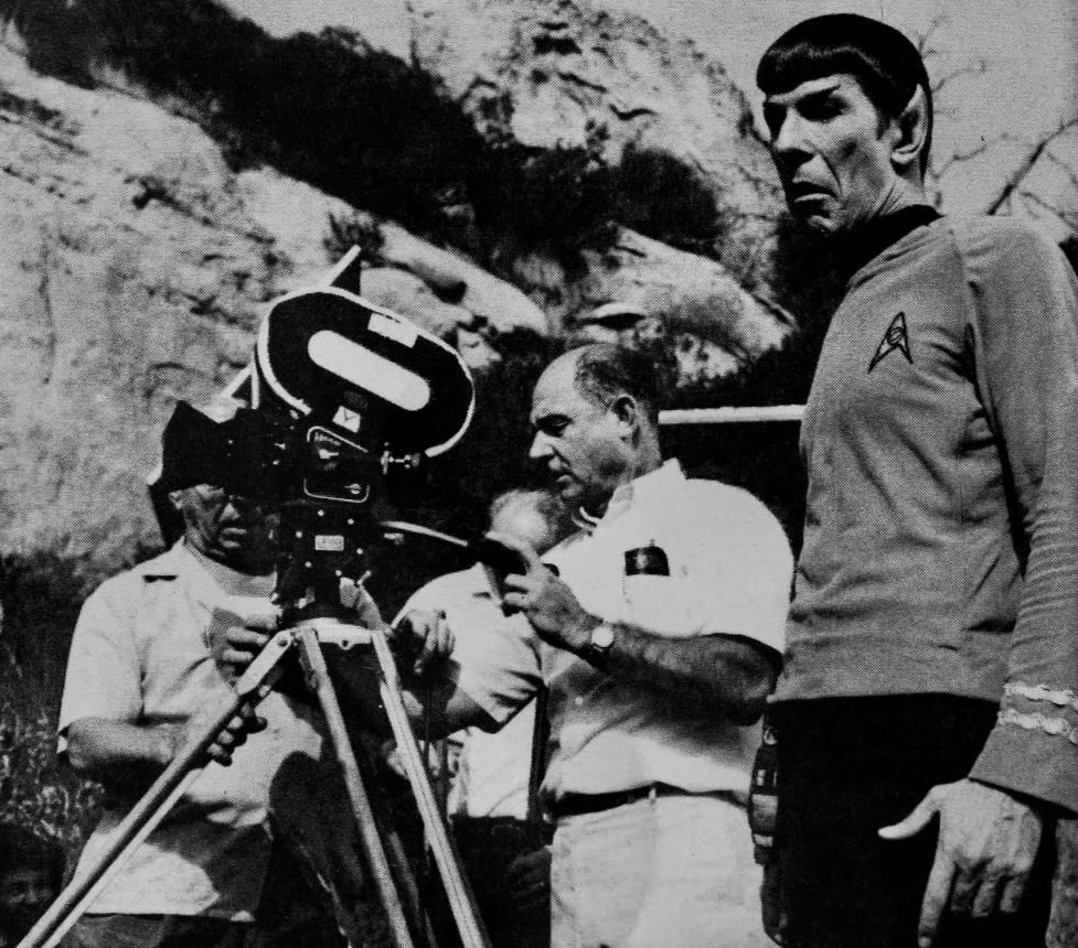 On the set of STAR TREK in the "The Making of Star Trek" by Stephen Whitfield and Gene Roddenberry, 1968.