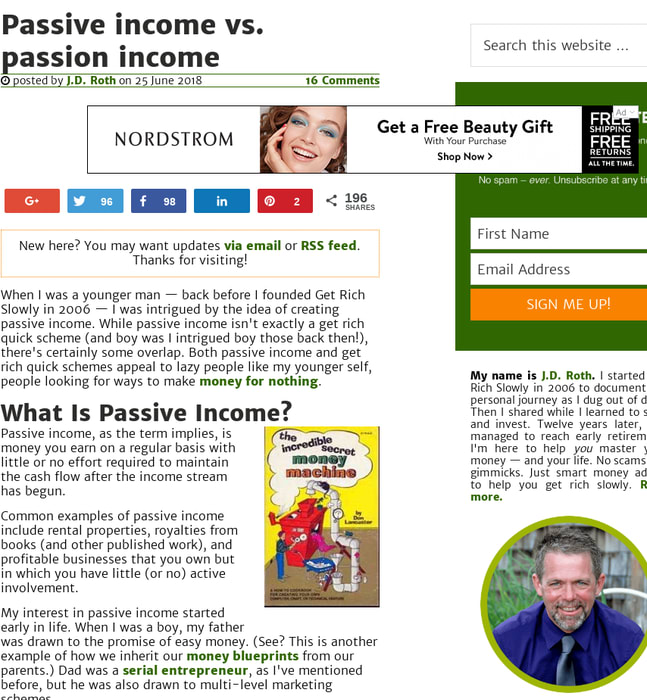 Passive income vs. passion income