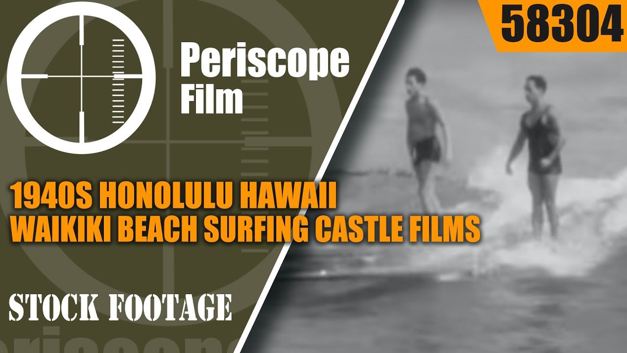 1940s HONOLULU HAWAII WAIKIKI BEACH SURFING CASTLE FILMS TRAVELOGUE 58304