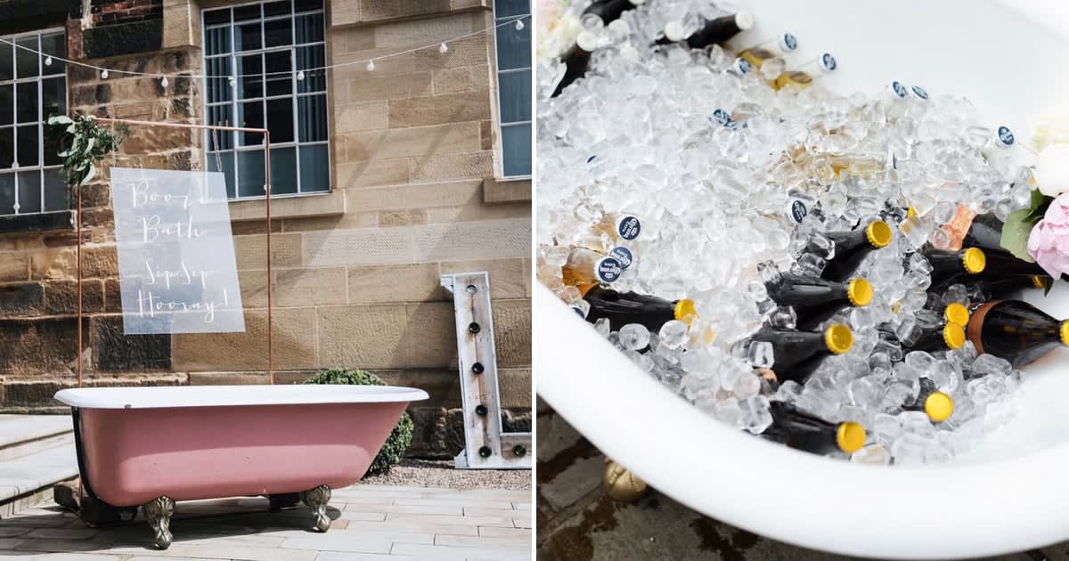 We'd Like For There to Be a Pink Bathtub Bar at Every Wedding From Now On, Thanks